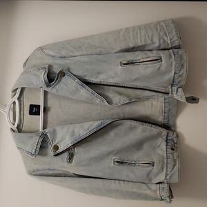 GAP Light Wash Denim Moto Jacket